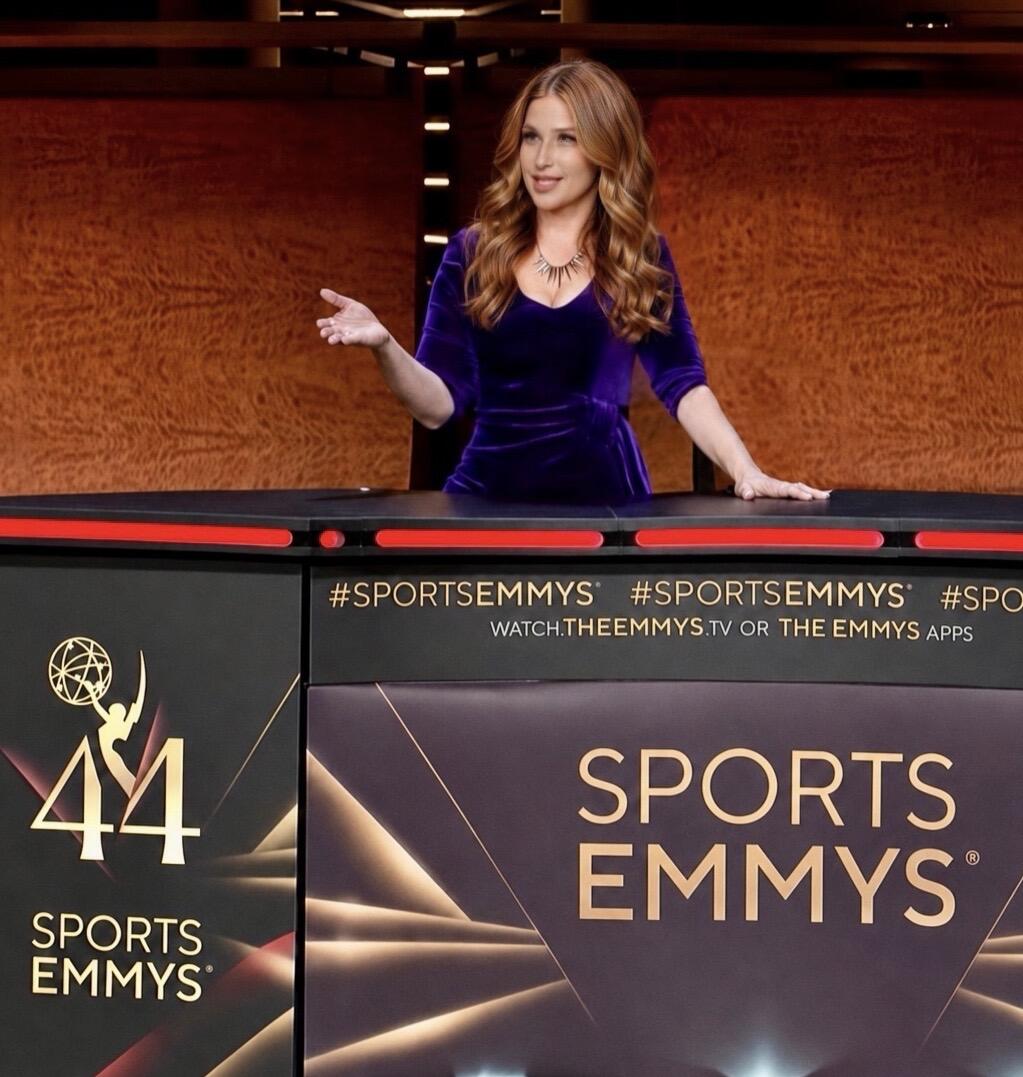 Rachel Nichols presenting at the 2023 Sports Emmys